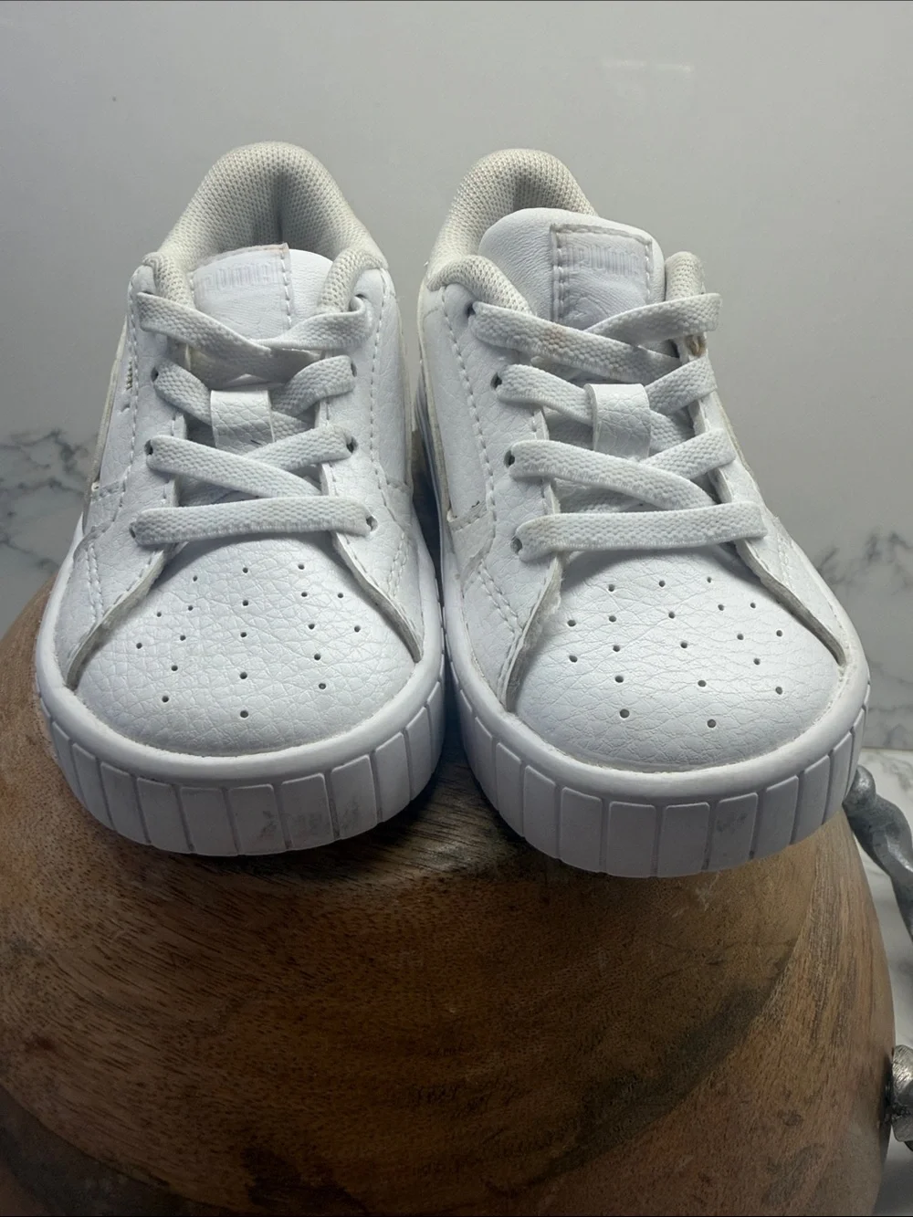 Puma Kids White Low-Top Lace-Up Sneakers